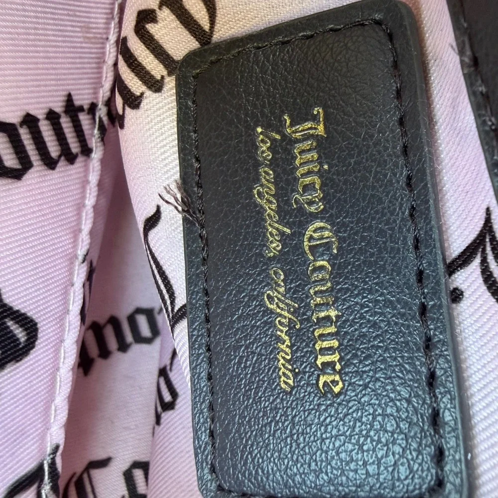 Juicy Couture Velour Barrel Bag Y2K McBling Satchel Small Pink Logo Chain